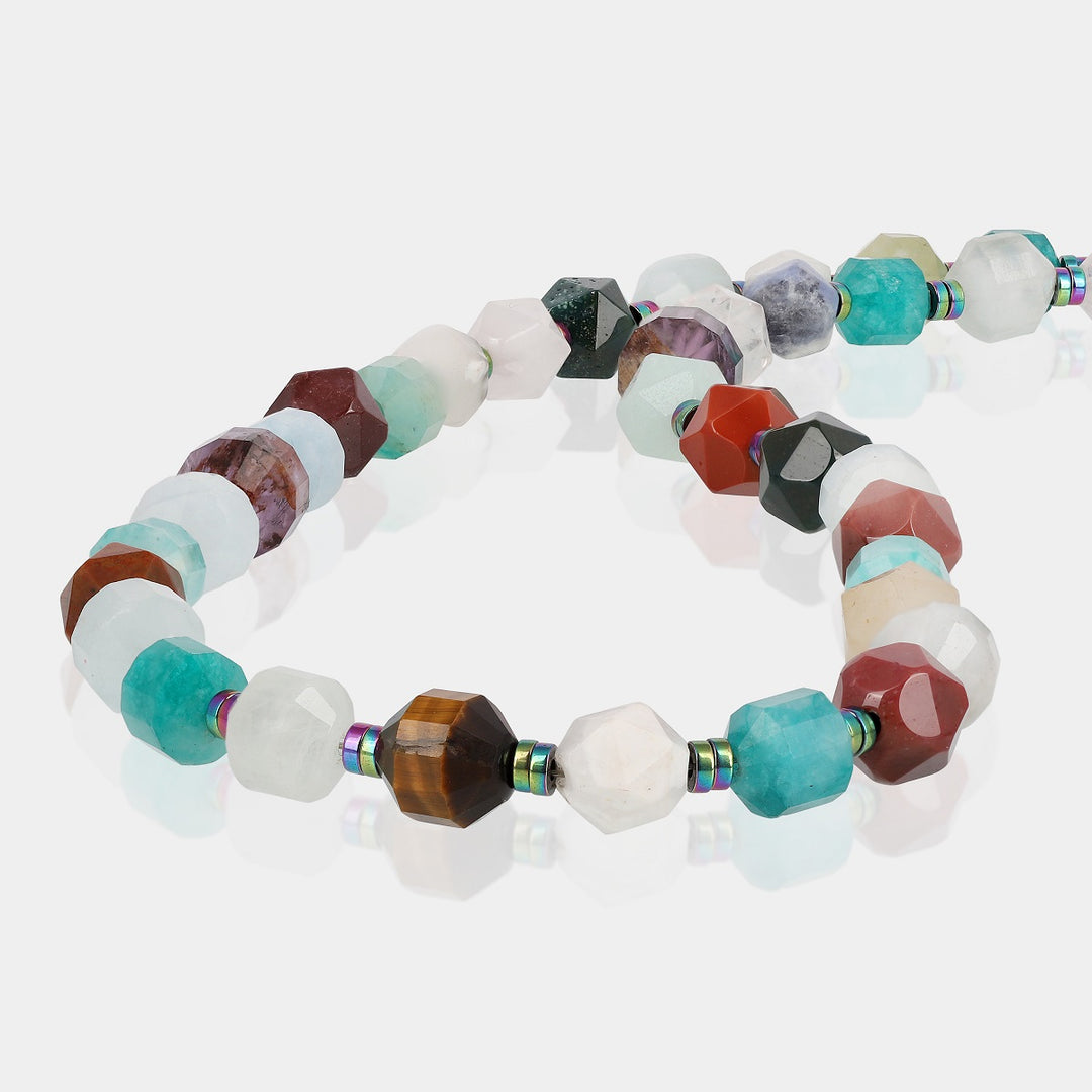 Multi Gemstone Beads Sterling Silver Necklace