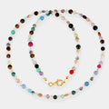 Multi Gemstone Coin Beads Silver Necklace