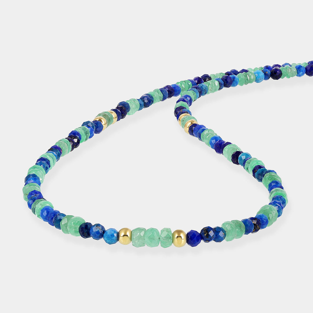 Lapis Lazuli and Emerald Silver Necklace