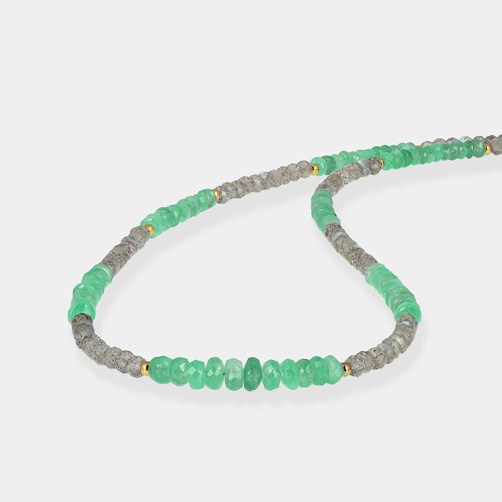 Emerald and Labradorite Silver Necklace