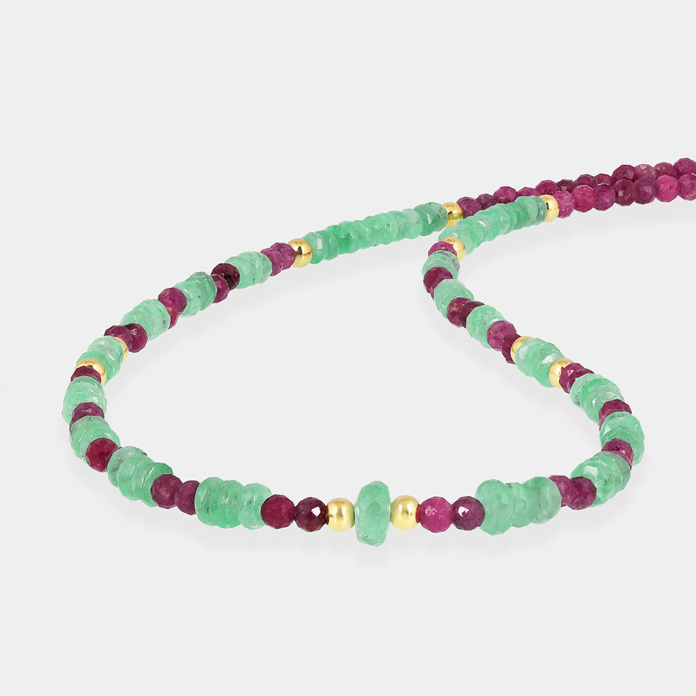 Ruby and Emerald Silver Necklace