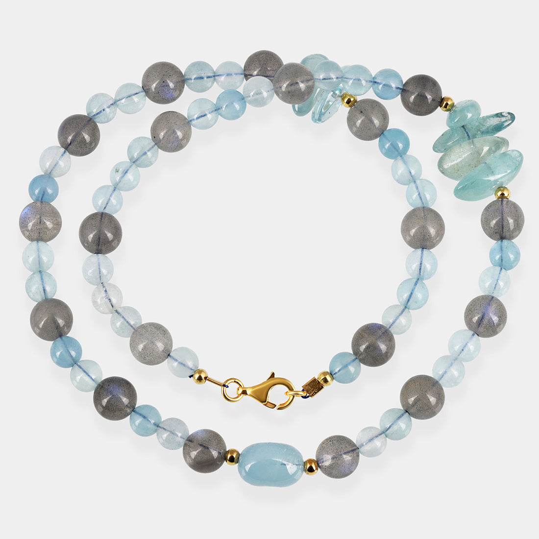 Aquamarine and Labradorite Silver Necklace
