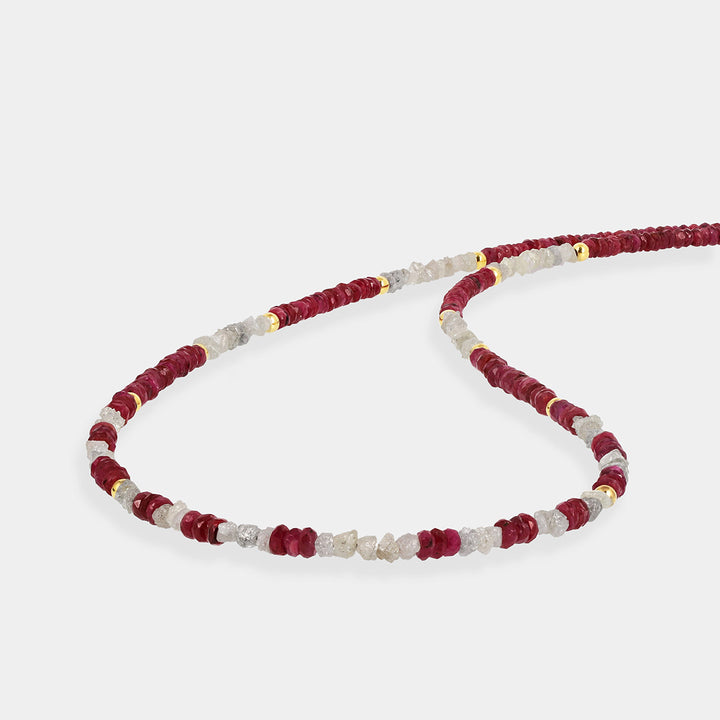 Ruby and Diamond Silver Necklace