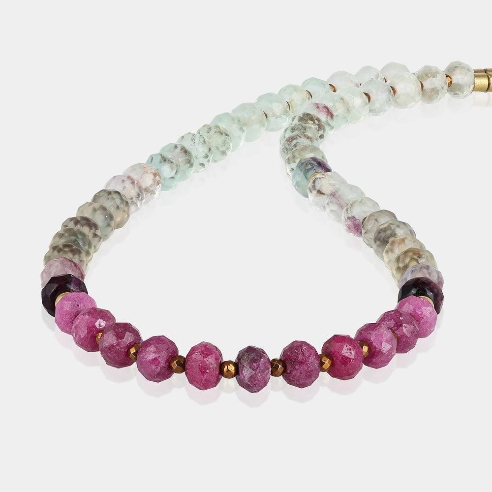 Fluorite, Ruby and Hematite Silver Necklace