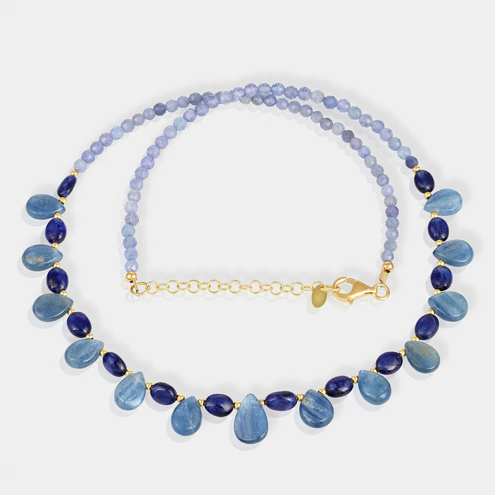 Tanzanite, Blue Sapphire and Kyanite Silver Necklace