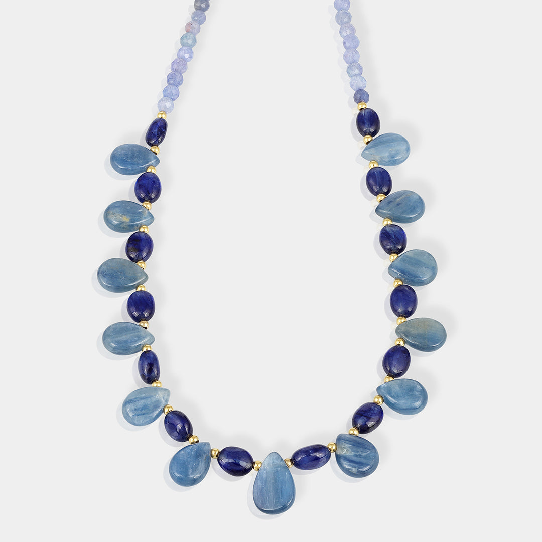 Tanzanite, Blue Sapphire and Kyanite Silver Necklace