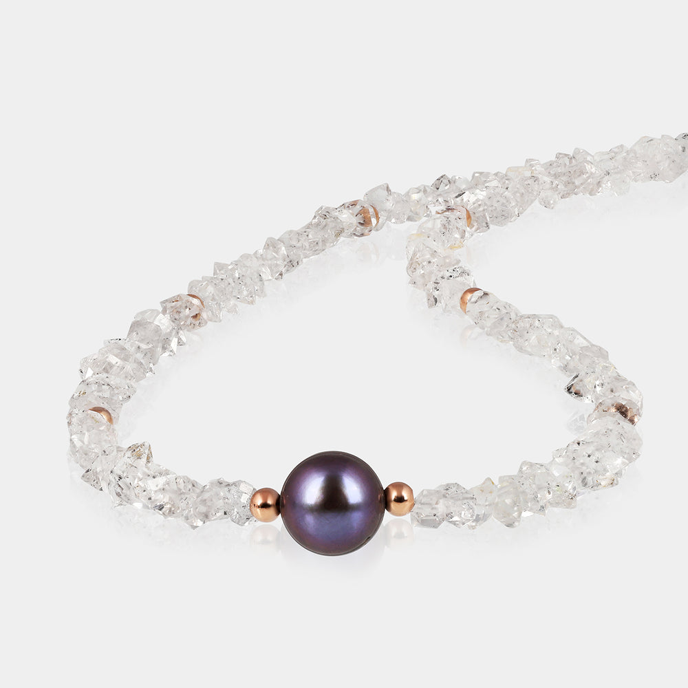 Herkimer Diamond and Pearl Choker Necklace