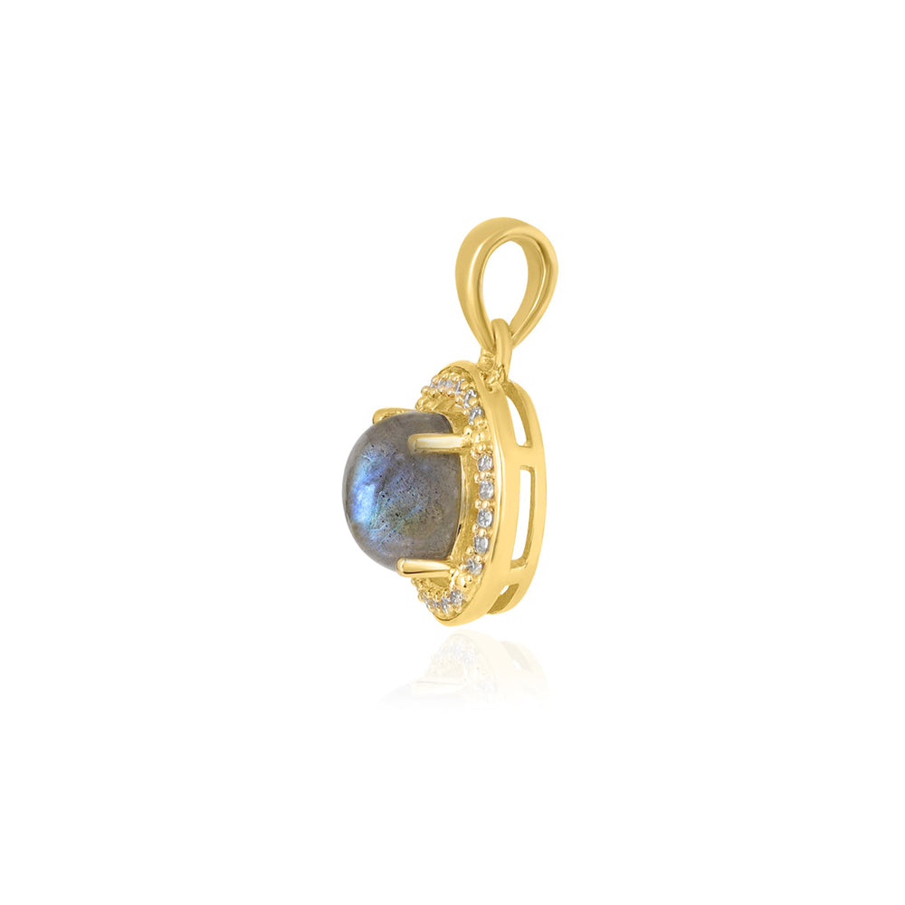 Labradorite and Zircon Silver Pendant