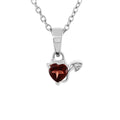 Garnet Devil Heart Silver Pendant Necklace
