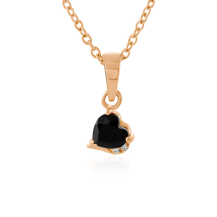 Black Onyx and Zircon Silver Heart Pendant