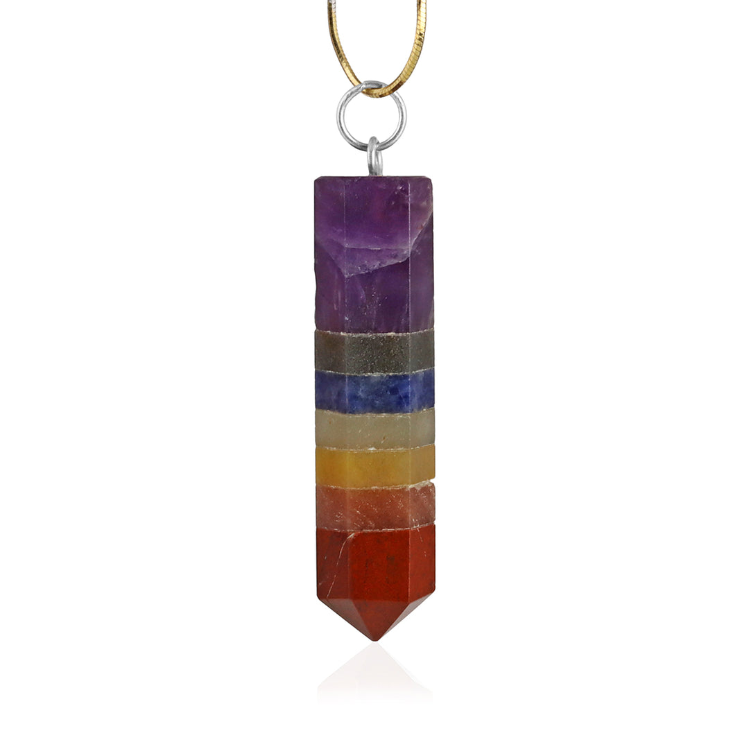 7 Chakra Gemstone Pencil Point Pendant