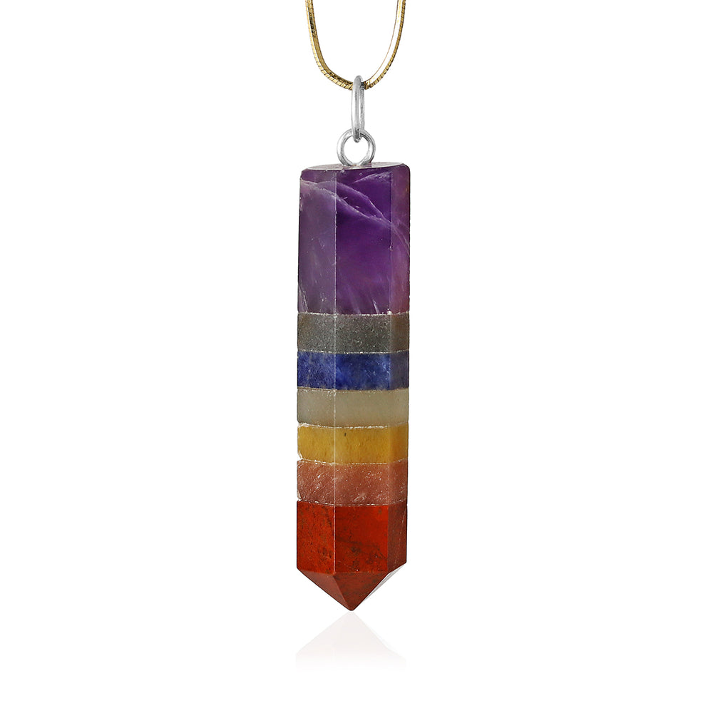 7 Chakra Gemstone Pencil Point Pendant