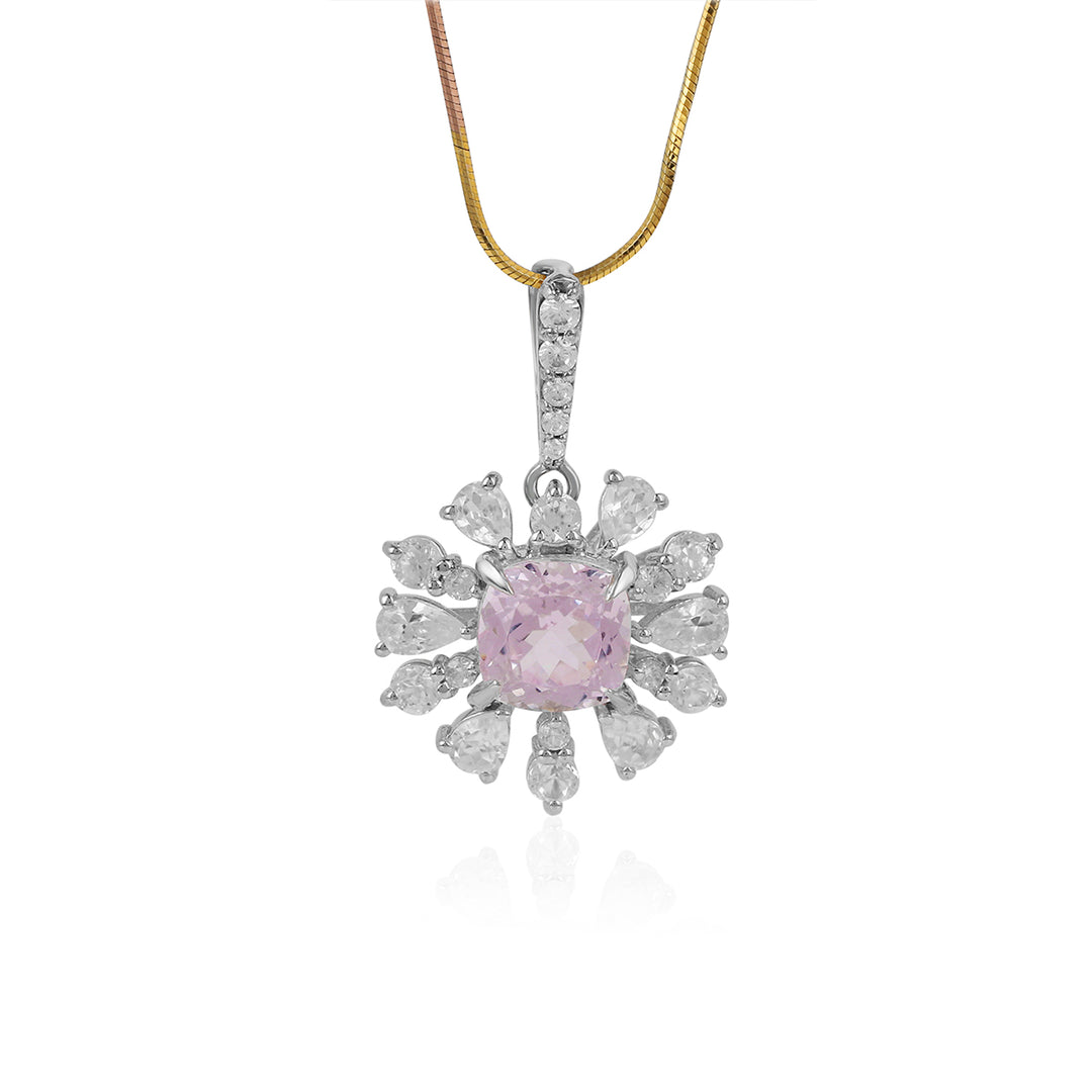 Kunzite and Zircon Silver Pendant