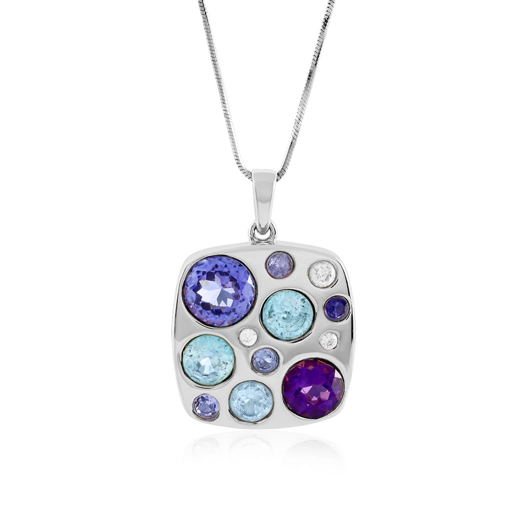 Multi Gemstone Silver Pendant