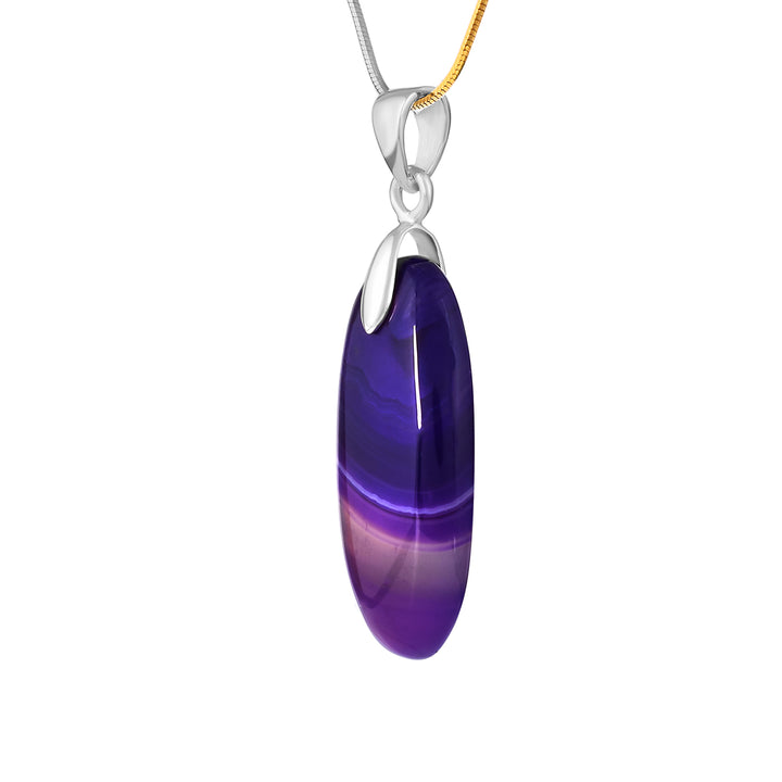 Purple Onyx Oval Cabochon Silver Pendant