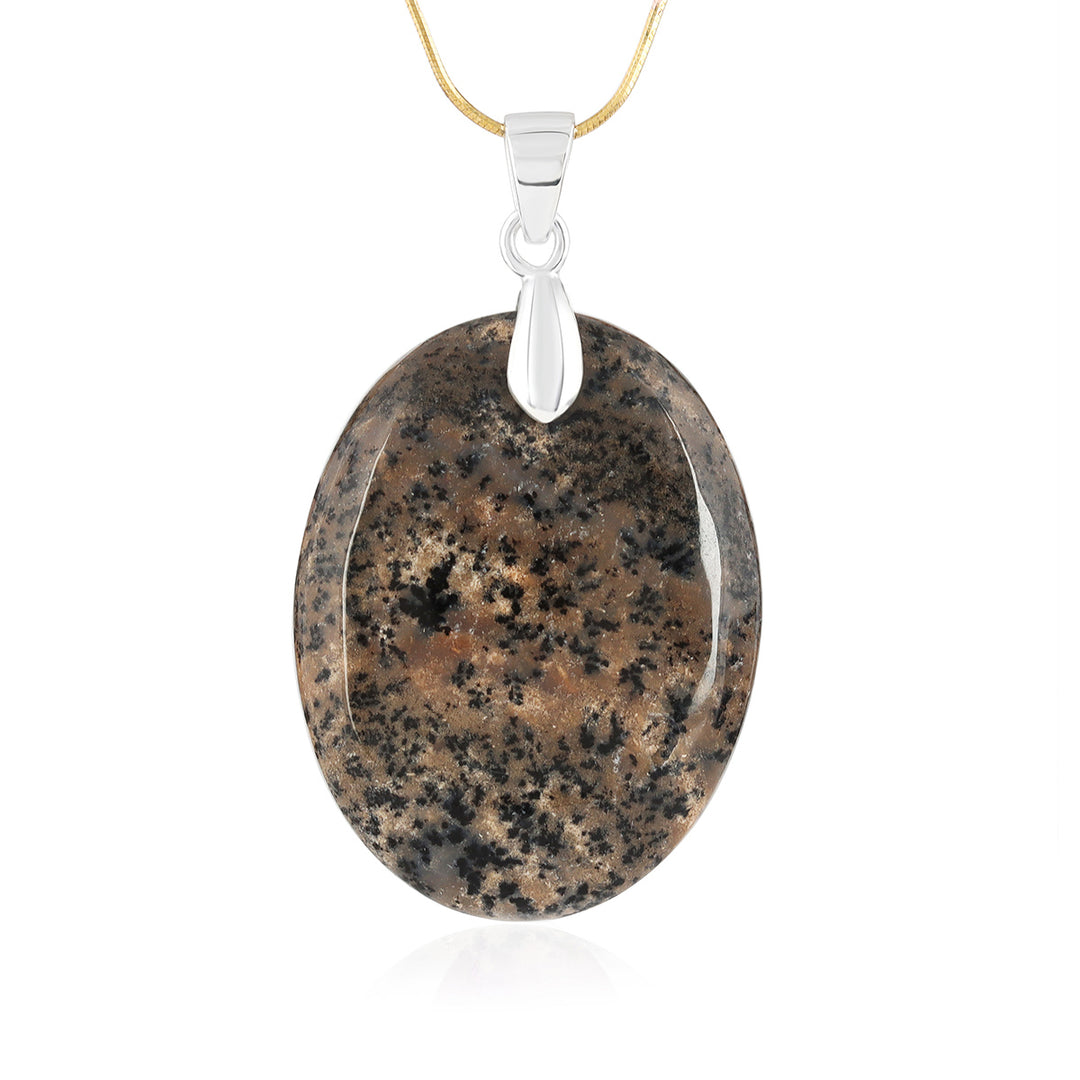 Honey Dendrite Agate Silver Pendant