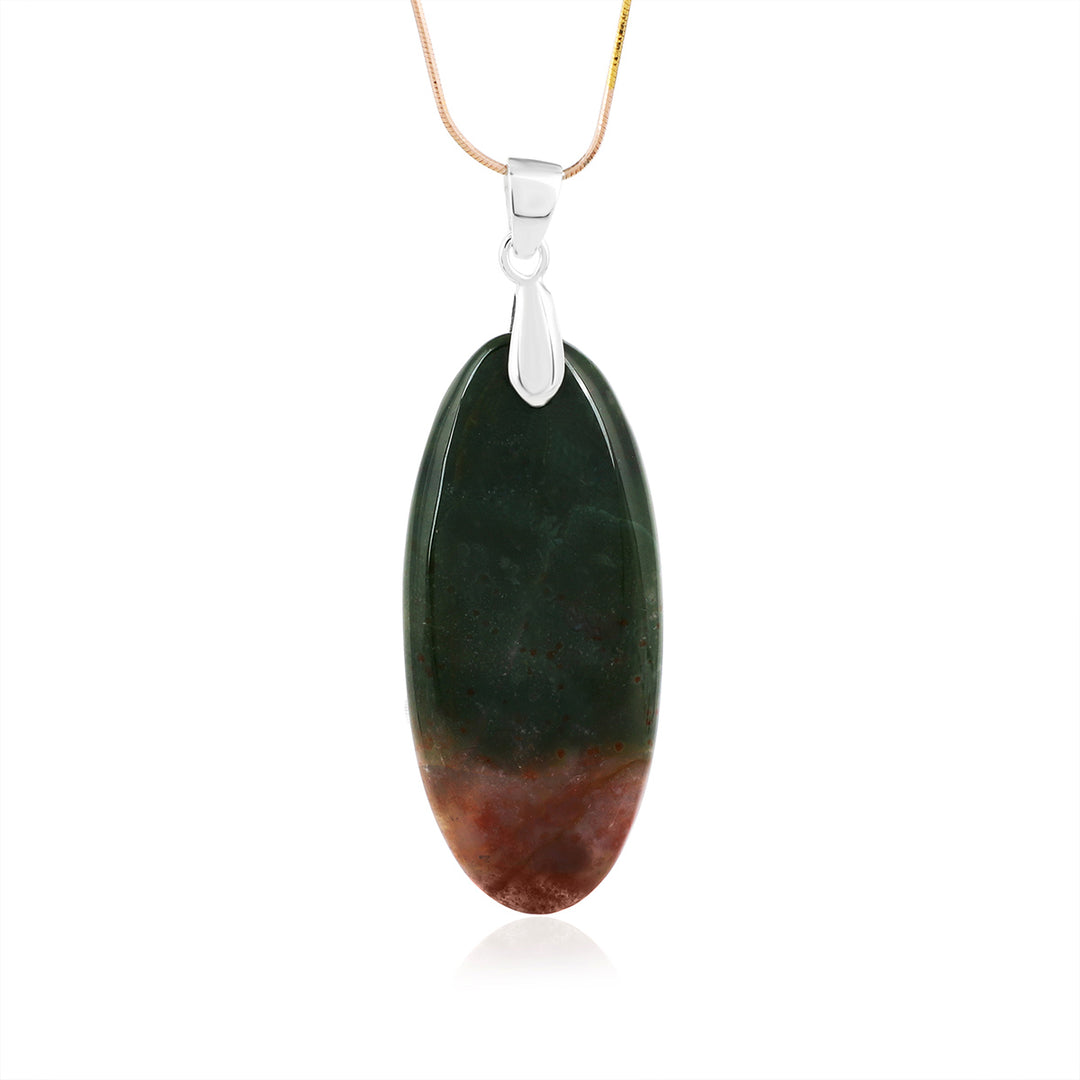 Blood Jasper Oval Cabochon Silver Pendant