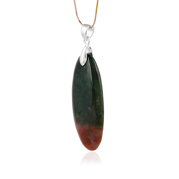 Blood Jasper Oval Cabochon Silver Pendant