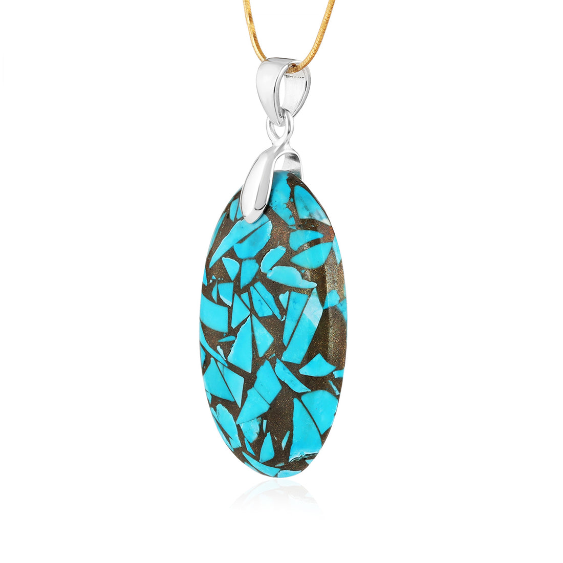 Composite Turquoise Oval Cabochon Silver Pendant