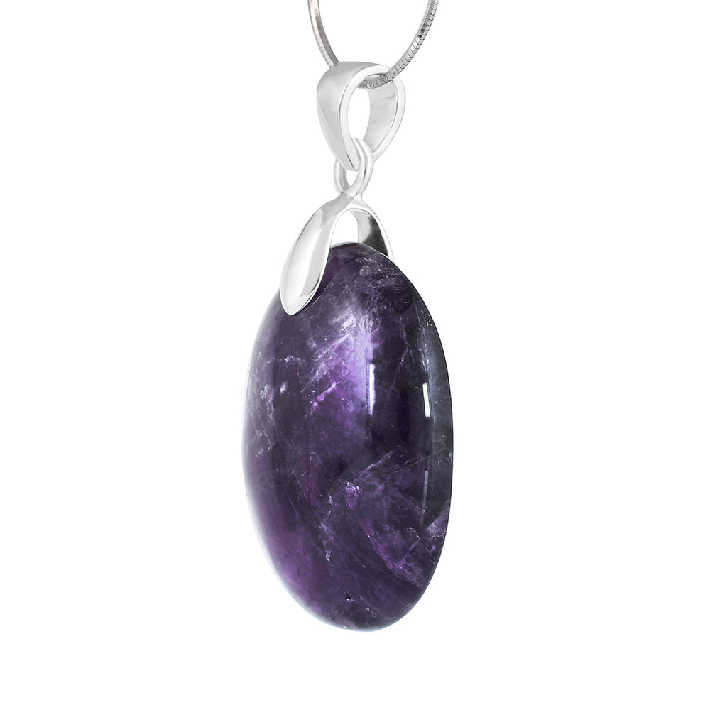 Amethyst Oval Cabochon Silver Pendant