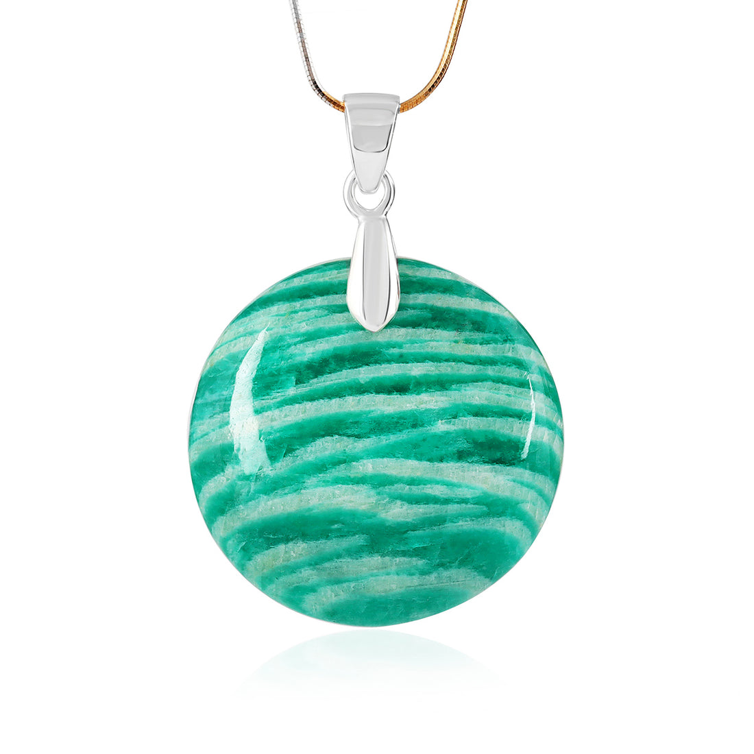 Amazonite Round Cabochon Silver Pendant