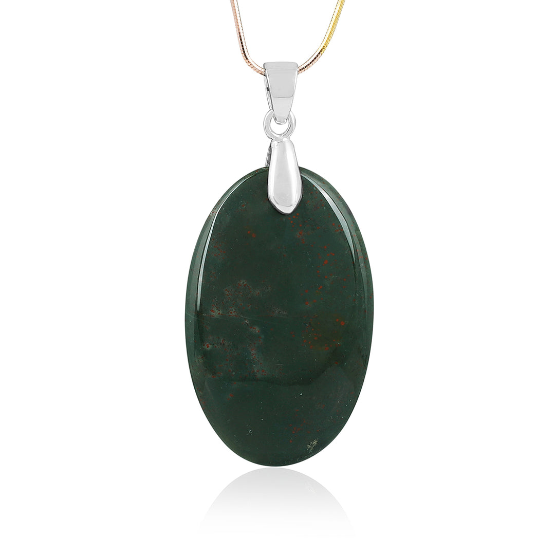 Blood Jasper Oval Cabochon Silver Pendant