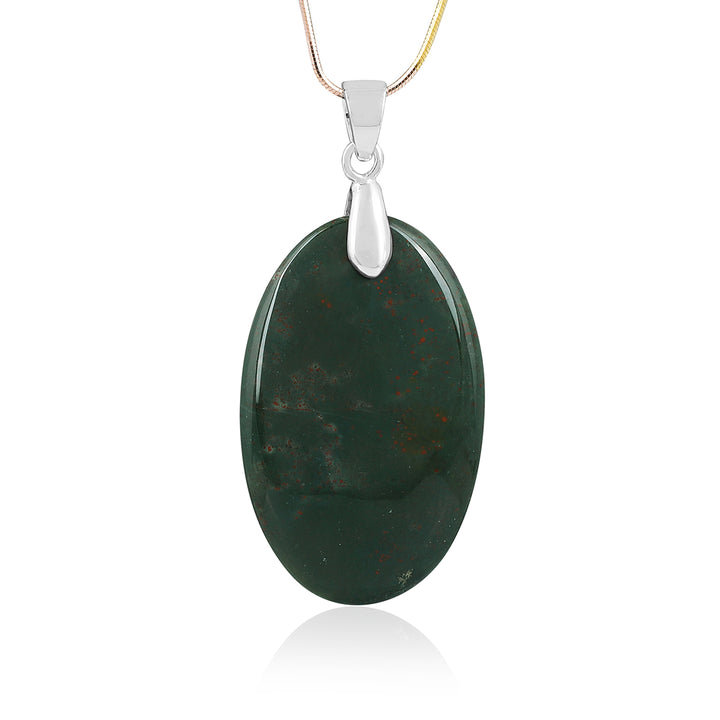 Blood Jasper Oval Cabochon Silver Pendant