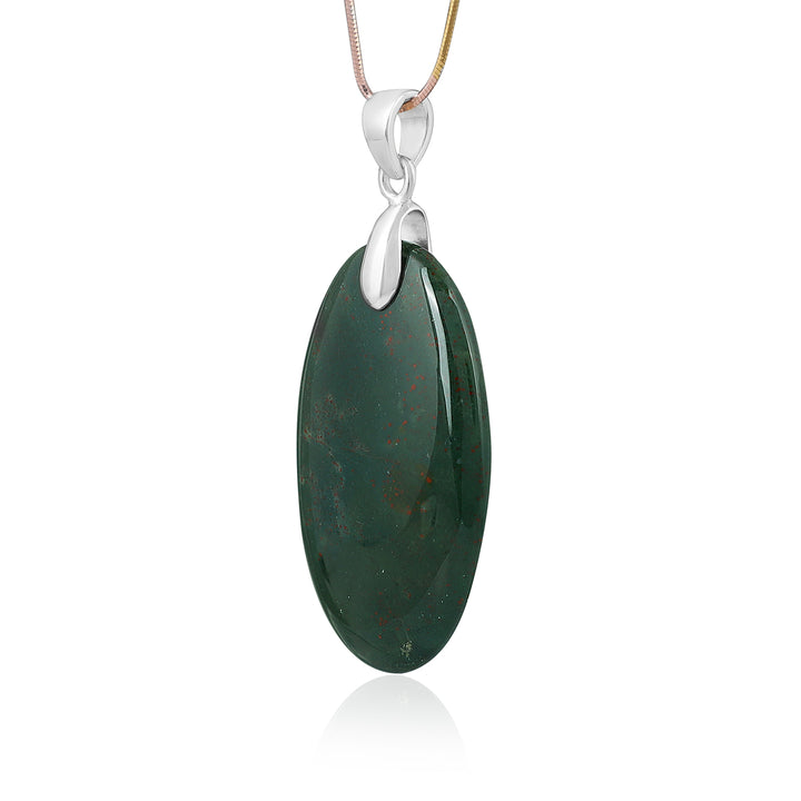 Blood Jasper Oval Cabochon Silver Pendant