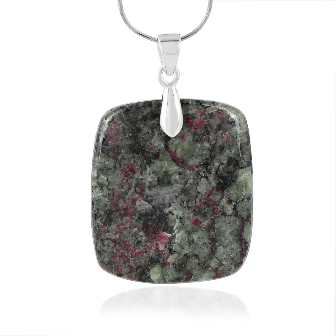 Eudialyte Rectangle Cabochon Silver Pendant