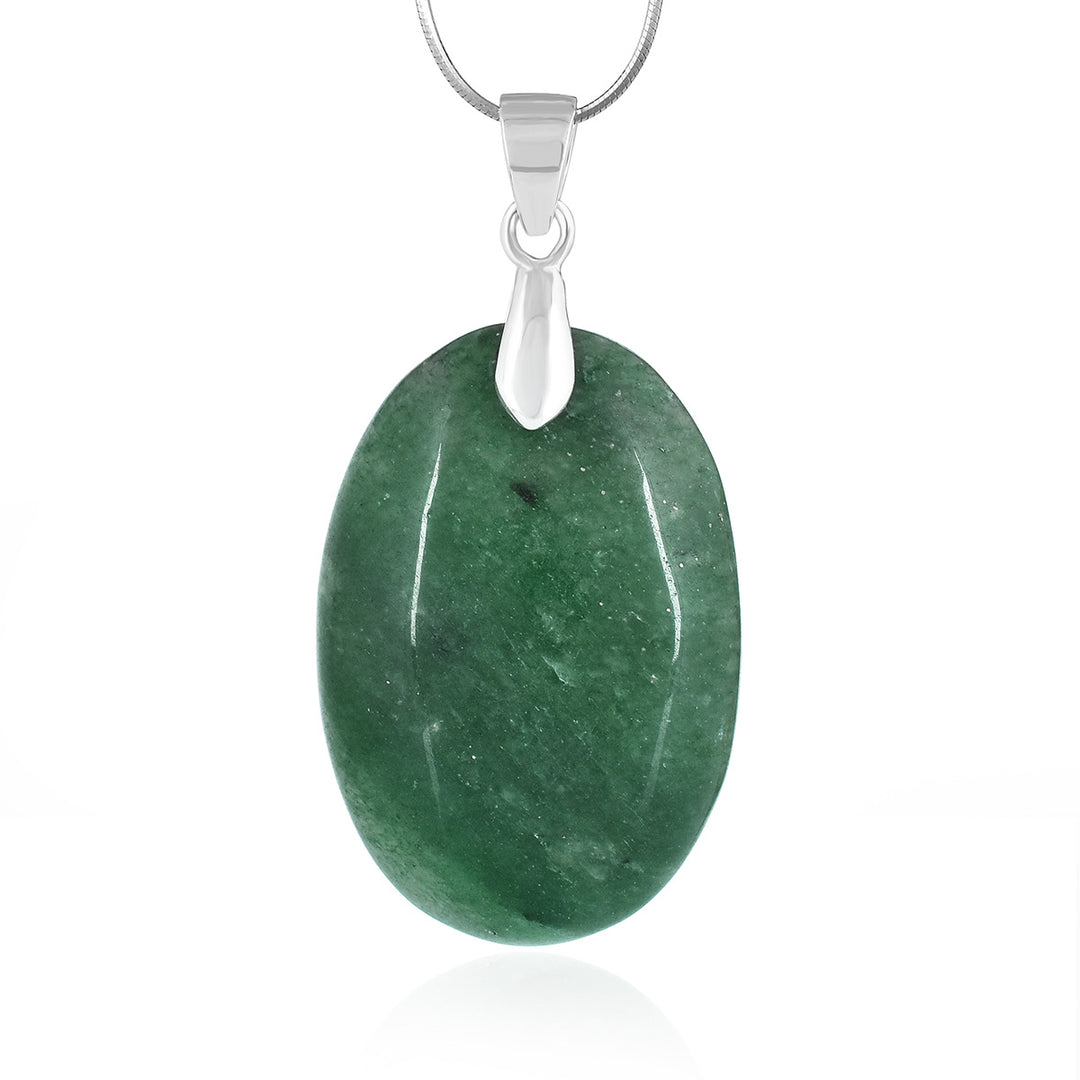 Green Jade Silver Pendant