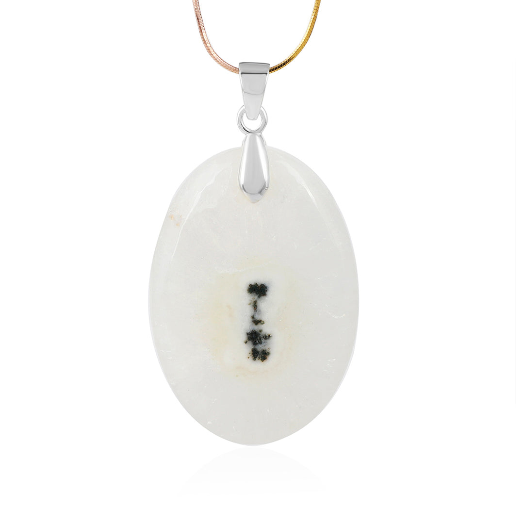 Solar Quartz Oval Cabochon Silver Pendant