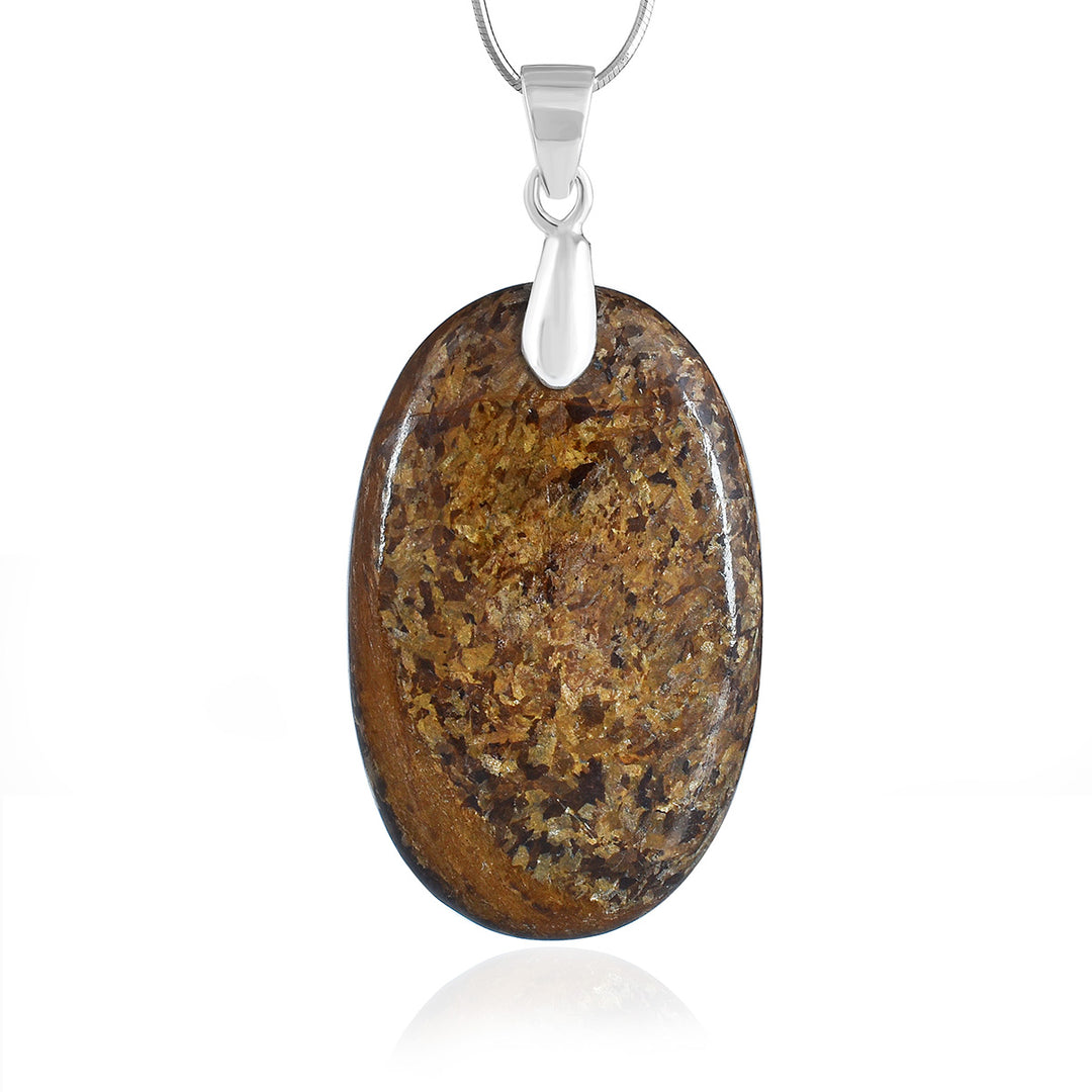 Bronzite Oval Cabochon Silver Pendant