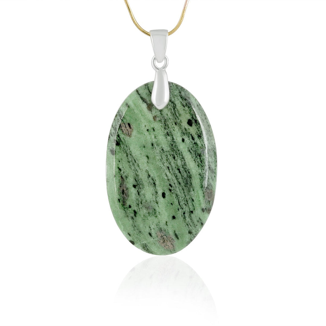 Ruby Zoisite Oval Cabochon Silver Pendant