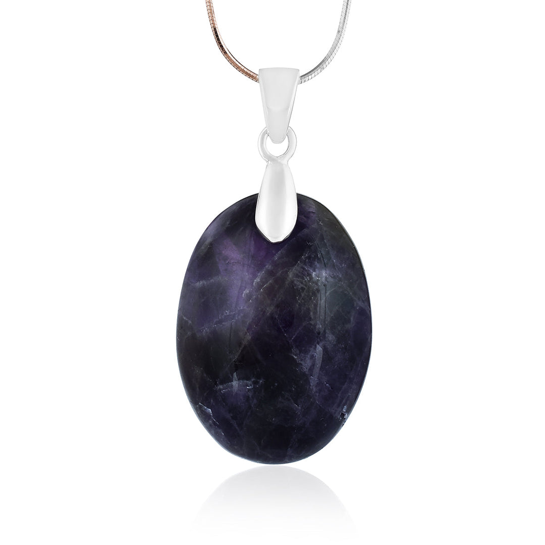 Amethyst Oval Cabochon Silver Pendant