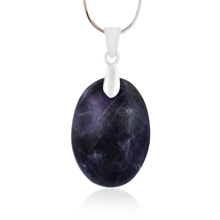 Amethyst Oval Cabochon Silver Pendant