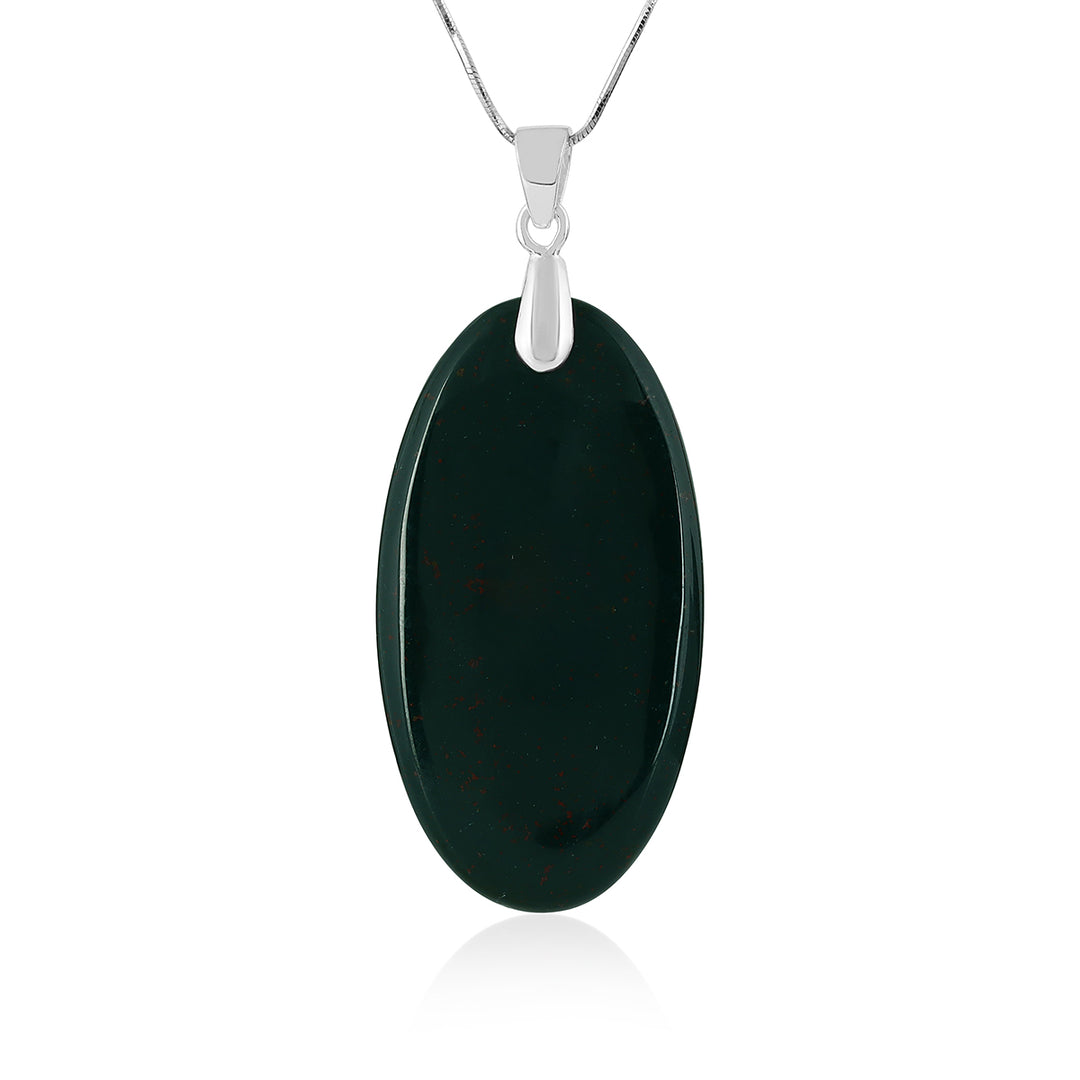 Blood Jasper Oval Cabochon Silver Pendant