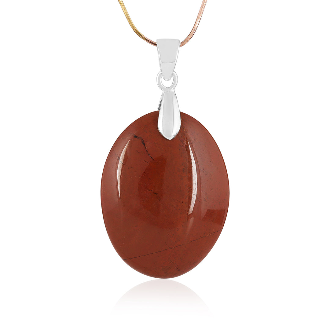 Red Jasper Oval Cabochon Silver Pendant