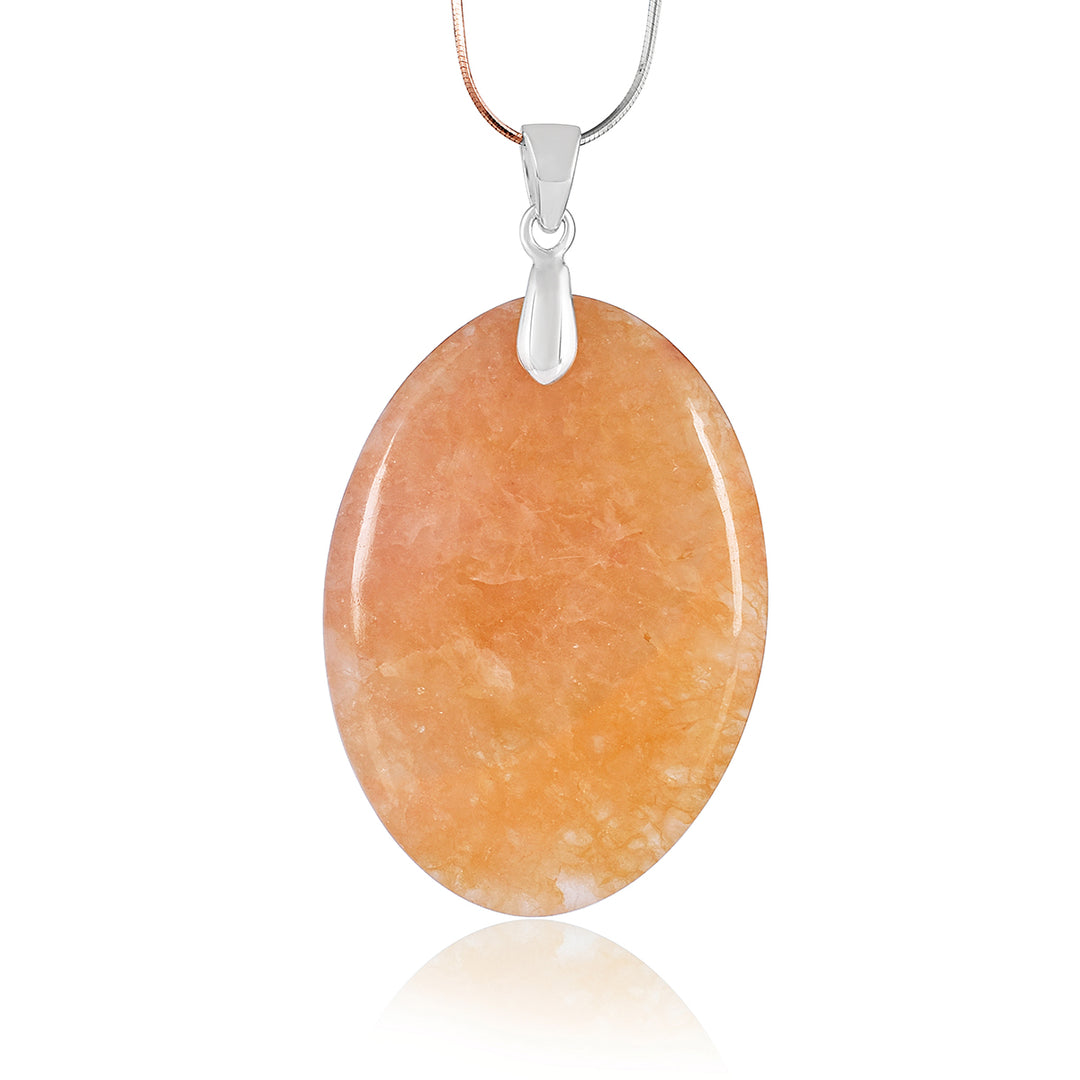 Orange Calcite Silver Pendant