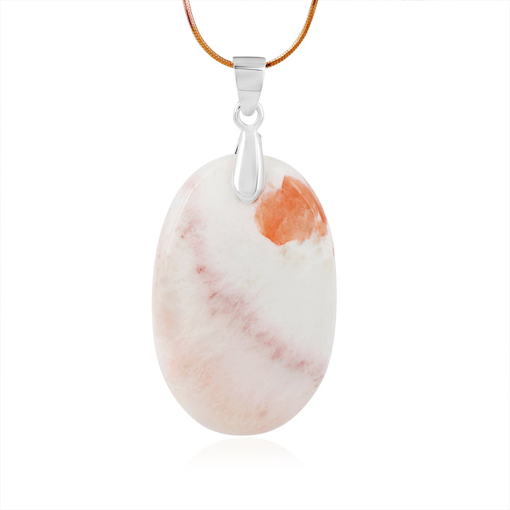 Scolecite Oval Cabochon Silver Pendant