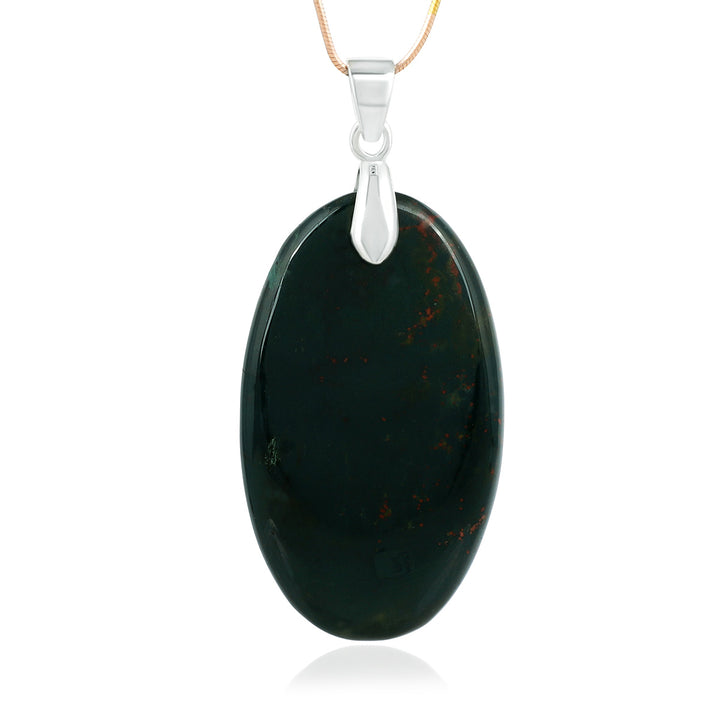 Blood Jasper Oval Cabochon Silver Pendant