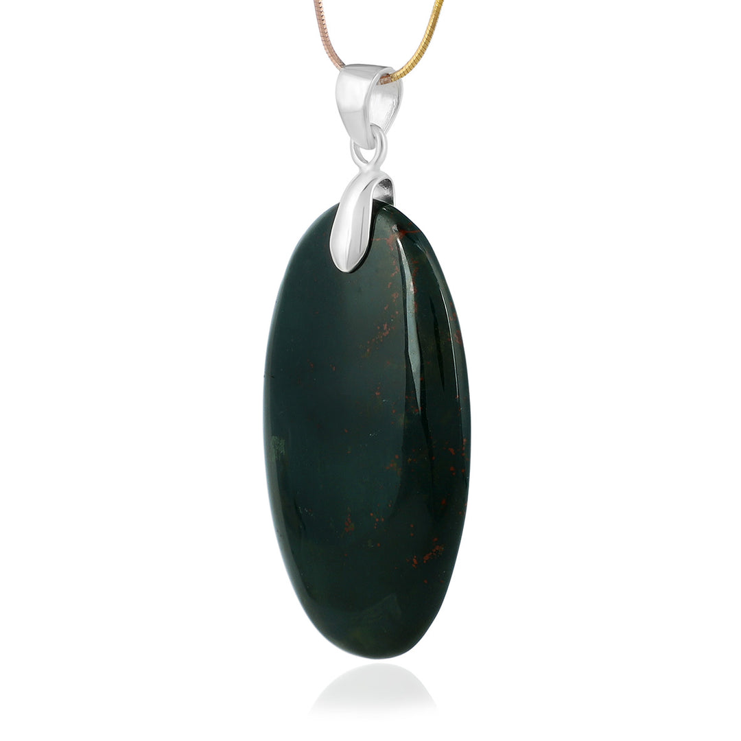 Blood Jasper Oval Cabochon Silver Pendant