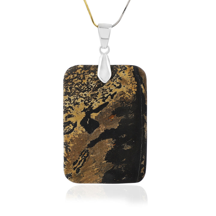 Landscape Jasper Rectangle Silver Pendant