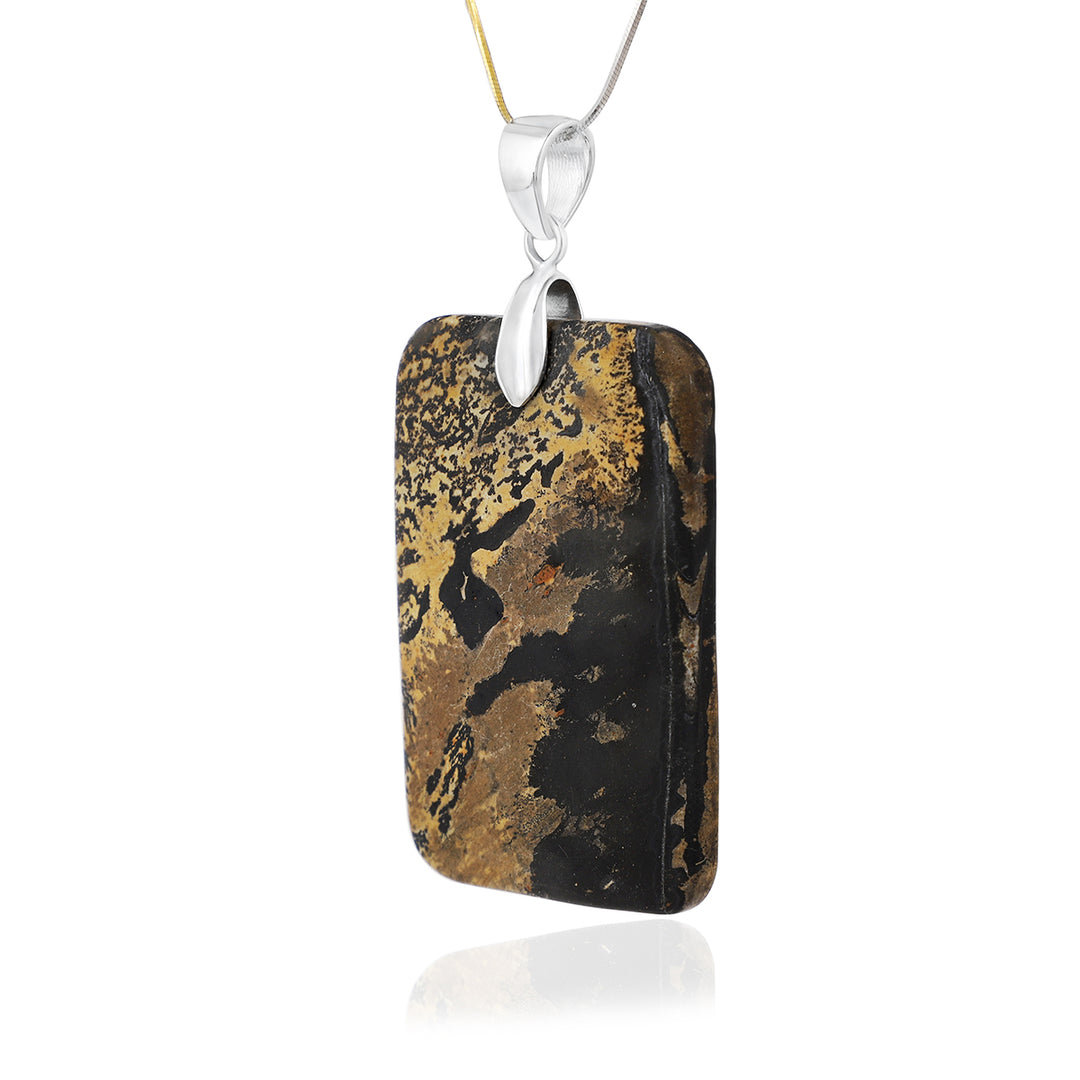 Landscape Jasper Rectangle Silver Pendant