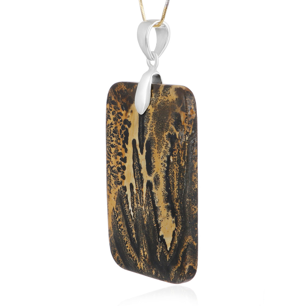 Landscape Jasper Rectangle Silver Pendant