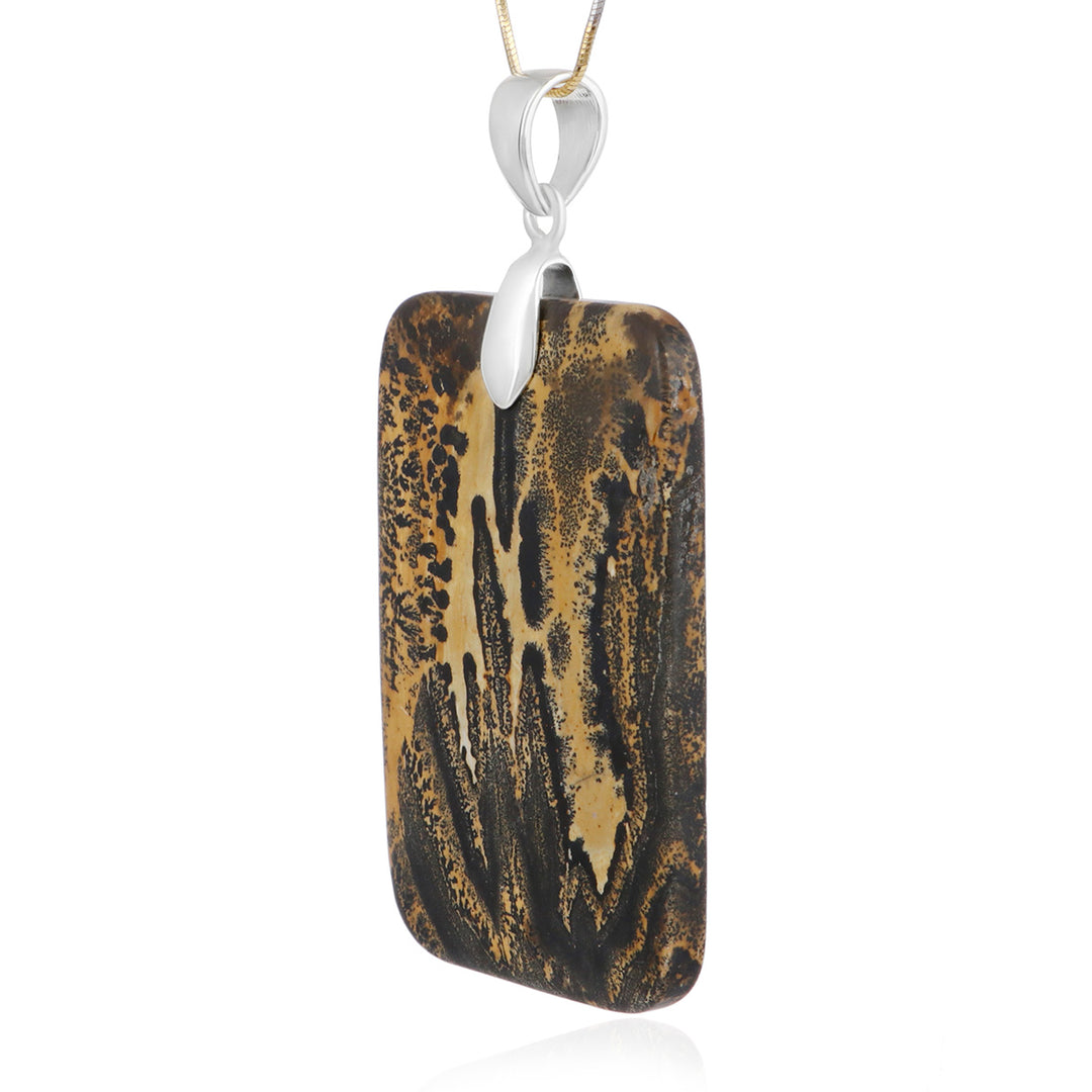 Landscape Jasper Rectangle Silver Pendant