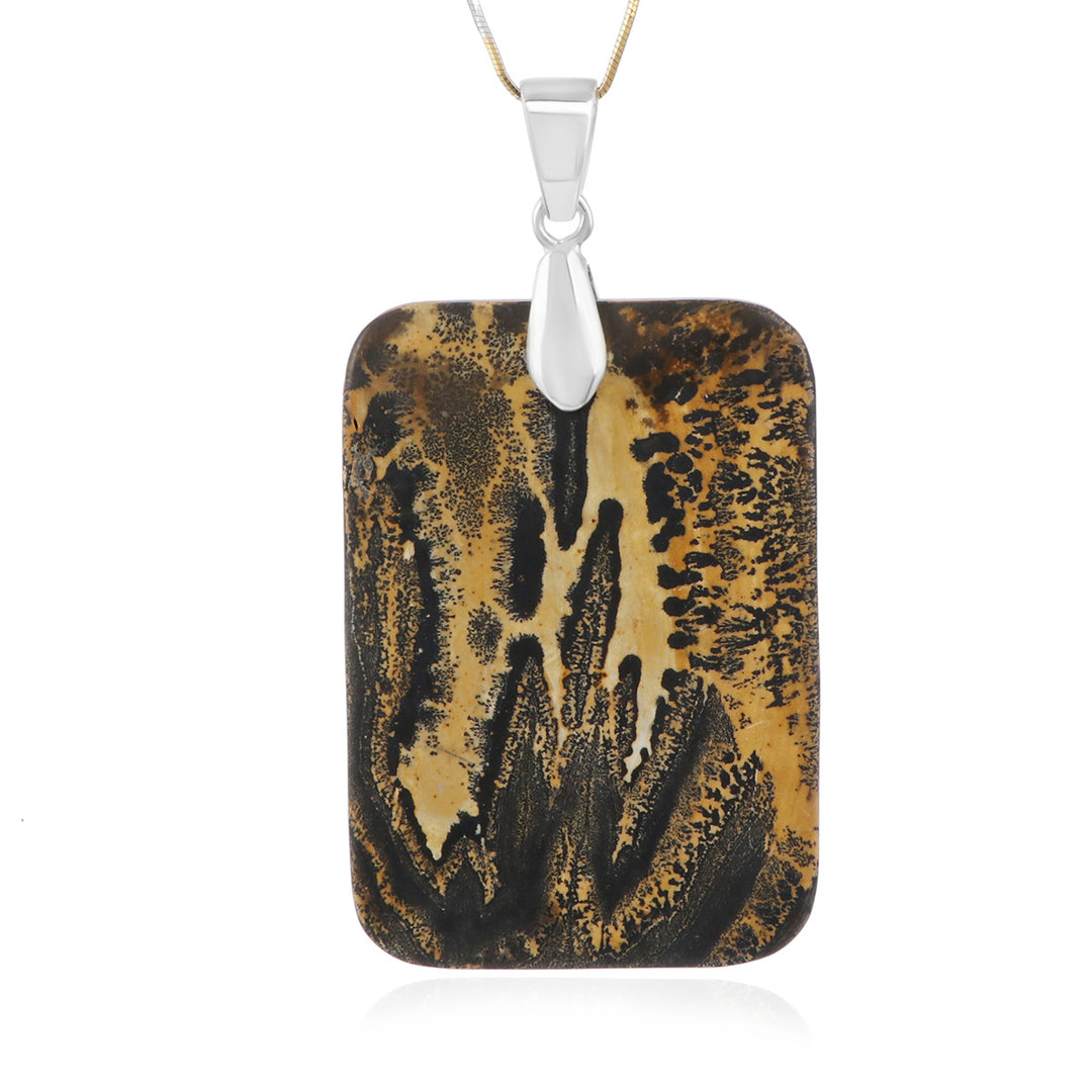 Landscape Jasper Rectangle Silver Pendant