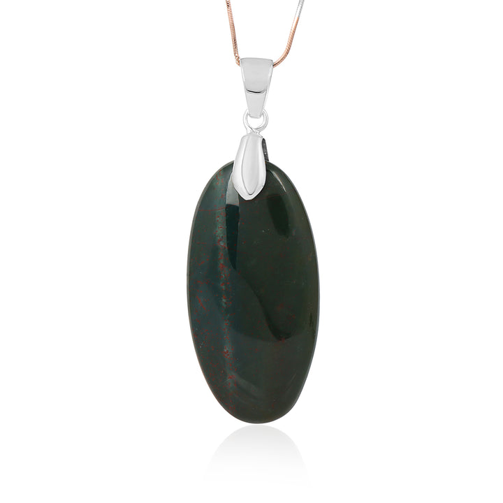 Blood Jasper Oval Cabochon Silver Pendant