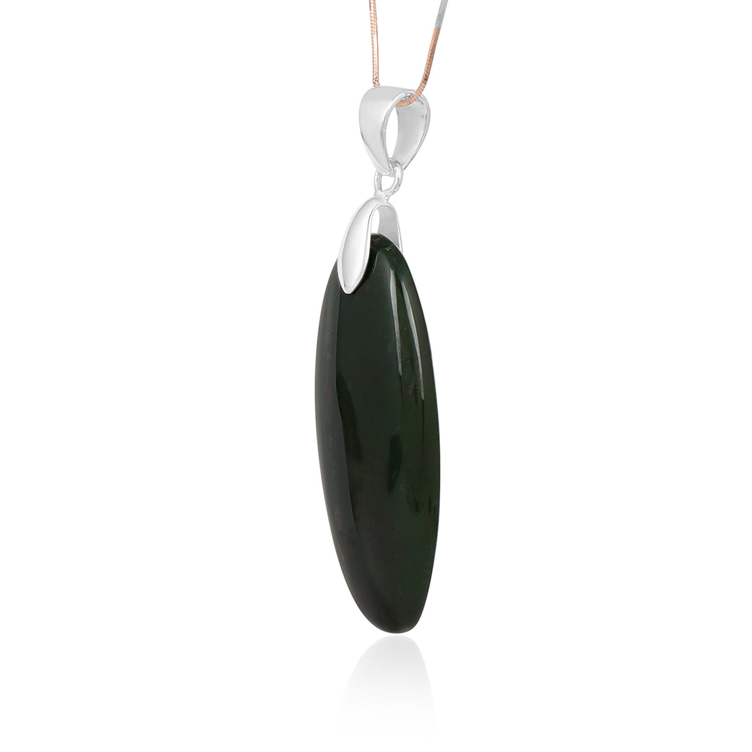 Blood Jasper Oval Cabochon Silver Pendant