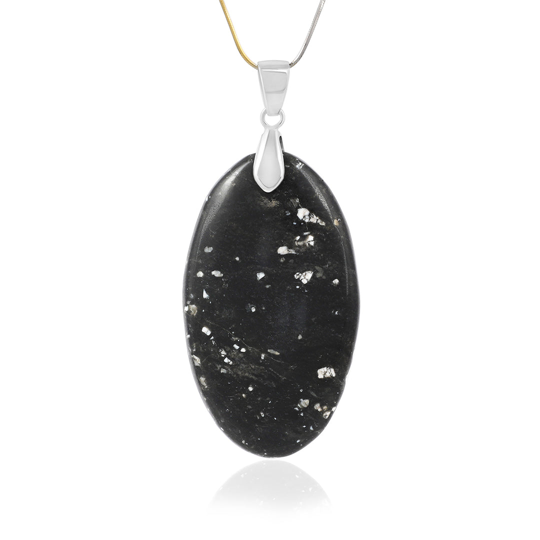 Black Starlight Quartz Silver Pendant