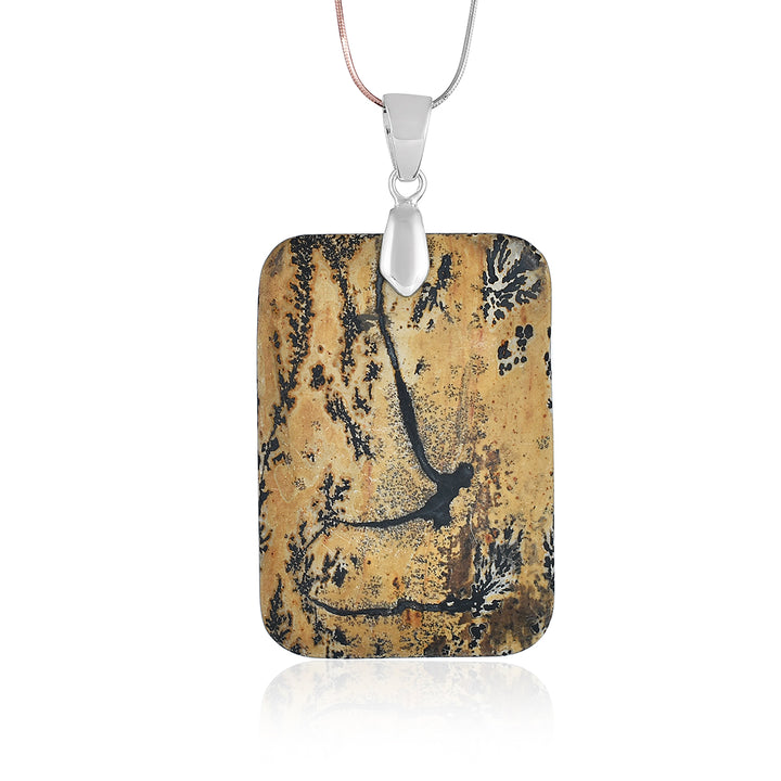 Landscape Jasper Rectangle Silver Pendant